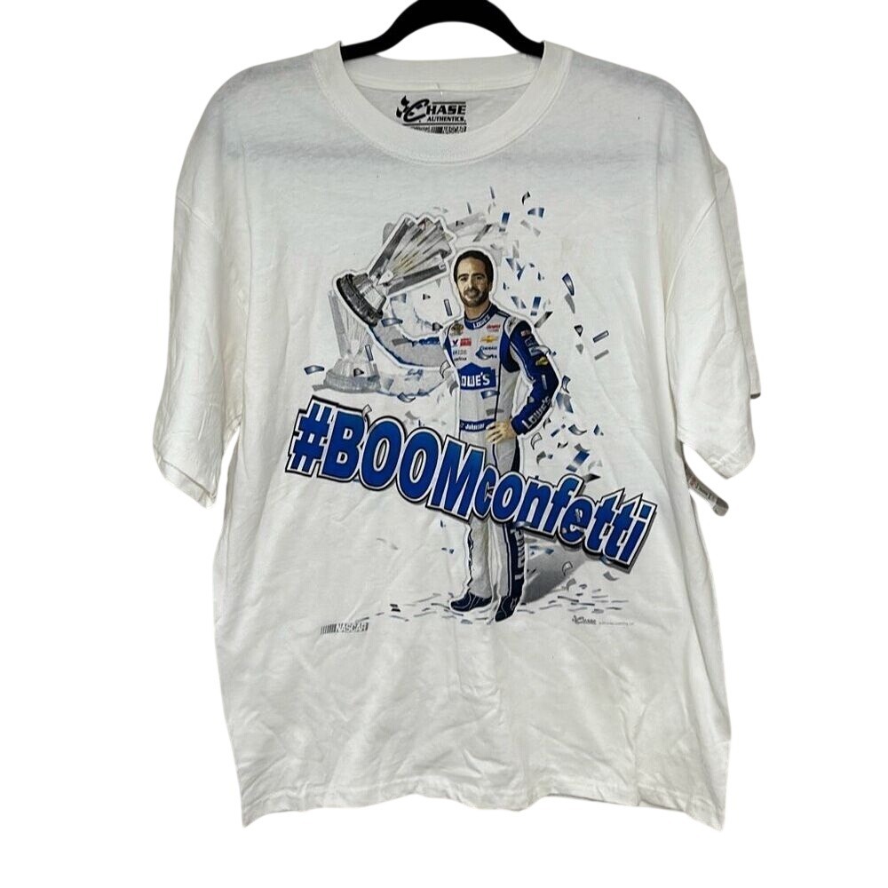 NWT Chase Authentics Jimmie Johnson NASCAR Boom Confetti‎ Cotton T-Shirt Size L